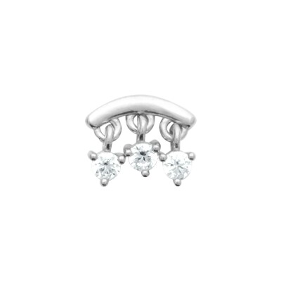 Piercing en argent rhodié, titane rhodié et oxyde de zirconium