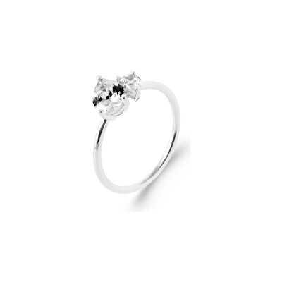 Bague en argent rhodié et oxyde de zirconium