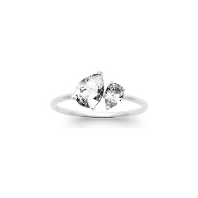 Bague en argent rhodié et oxyde de zirconium