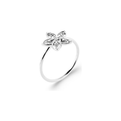 Bague en argent rhodié et oxyde de zirconium