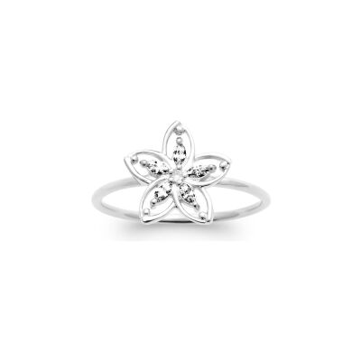 Bague en argent rhodié et oxyde de zirconium