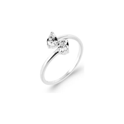 Bague en argent rhodié et oxyde de zirconium