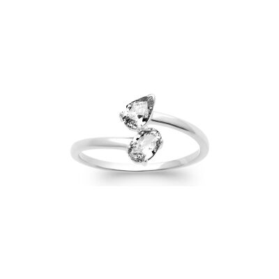 Bague en argent rhodié et oxyde de zirconium
