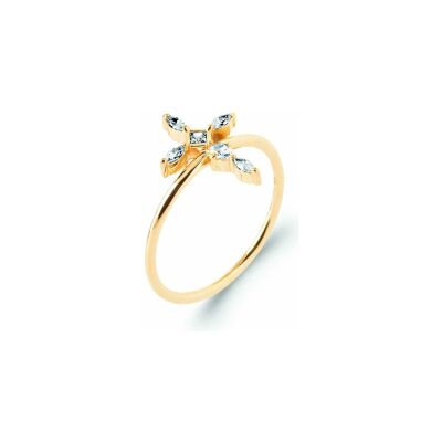 Bague en plaqué or et oxyde de zirconium