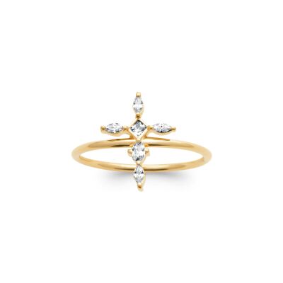 Bague en plaqué or et oxyde de zirconium