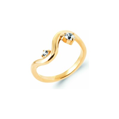 Bague en plaqué or et oxyde de zirconium