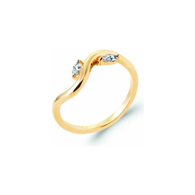 Bague en plaqué or et oxyde de zirconium
