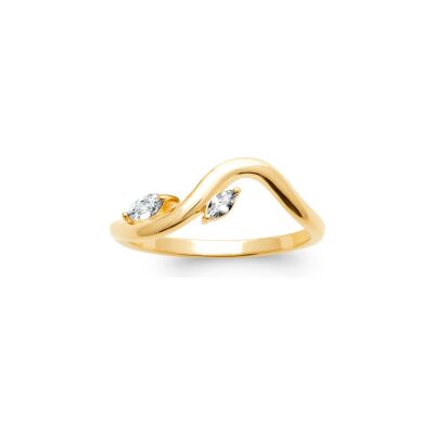 Bague en plaqué or et oxyde de zirconium