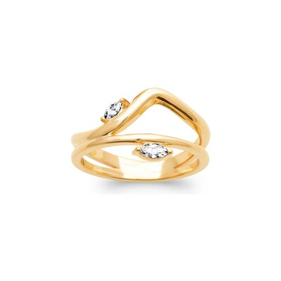 Bague en plaqué or et oxyde de zirconium