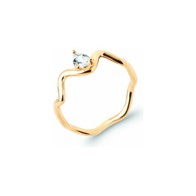 Bague en plaqué or et oxyde de zirconium