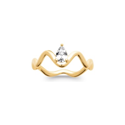 Bague en plaqué or et oxyde de zirconium