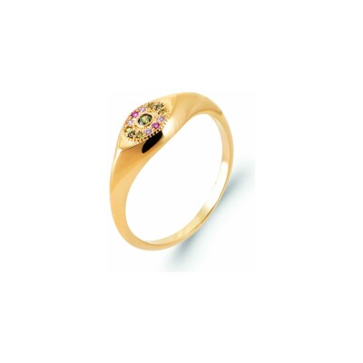 Bague en plaqué or et pierre synthétique