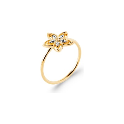 Bague en plaqué or et oxyde de zirconium