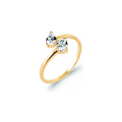 Bague en plaqué or et oxyde de zirconium
