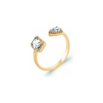 Bague en plaqué or et oxyde de zirconium