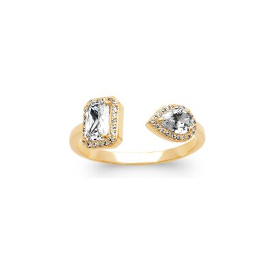 Bague en plaqué or et oxyde de zirconium