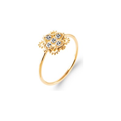 Bague en plaqué or et oxyde de zirconium