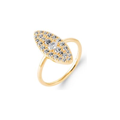 Bague en plaqué or et oxyde de zirconium