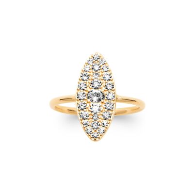 Bague en plaqué or et oxyde de zirconium