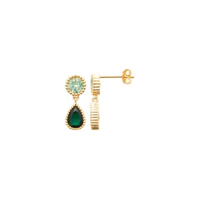 Boucles d'oreilles en plaqué or et pierre synthétique