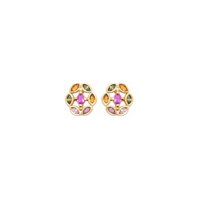 Boucles d'oreilles en plaqué or et pierre synthétique