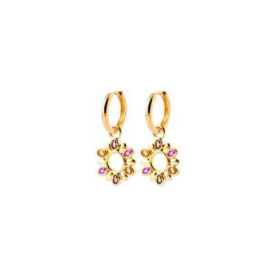 Boucles d'oreilles créoles en plaqué or et pierre synthétique