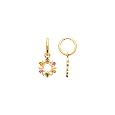 Boucles d'oreilles créoles en plaqué or et pierre synthétique