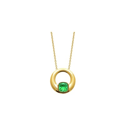 Collier en acier pvd doré et cristal - 45cm