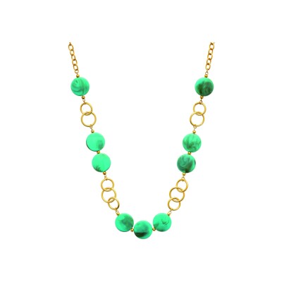 Collier en acier pvd doré et résine - 75cm