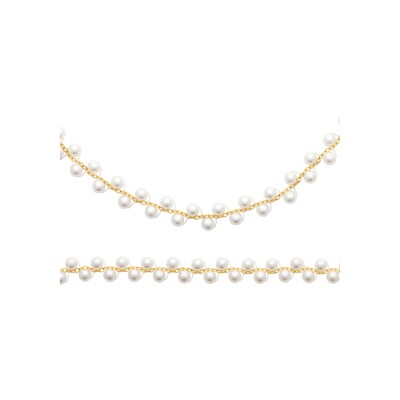 Collier en acier pvd doré et perle d'imitation - 45cm