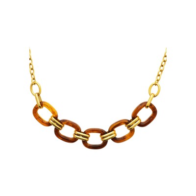 Collier en acier pvd doré et résine - 50cm