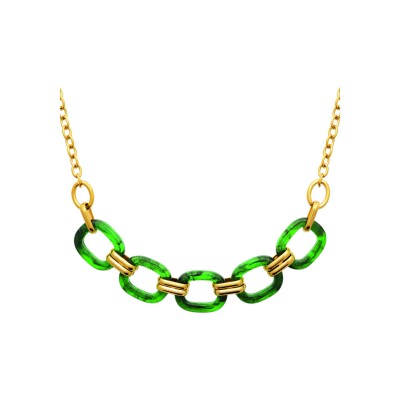 Collier en acier pvd doré et résine - 50cm