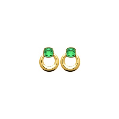 Boucles d'oreilles en acier pvd doré et cristal