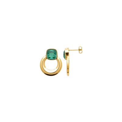 Boucles d'oreilles en acier pvd doré et cristal