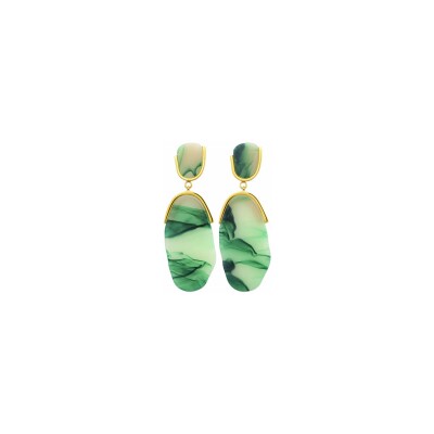 Boucles d'oreilles en acier pvd doré et résine