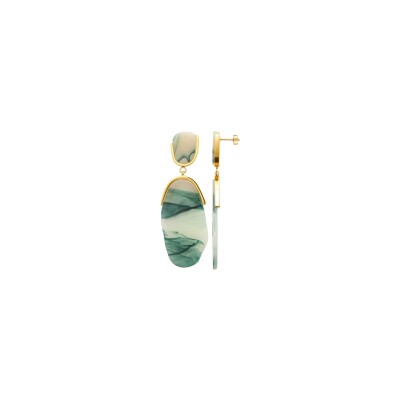 Boucles d'oreilles en acier pvd doré et résine