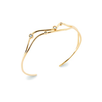 Bracelet jonc en plaqué or et oxyde de zirconium