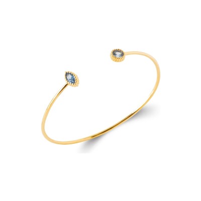 Bracelet jonc en plaqué or et pierre synthétique