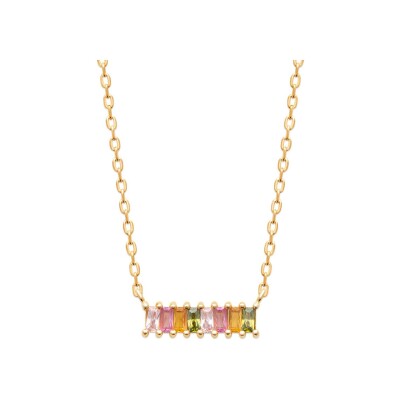 Collier en plaqué or et pierre synthétique - 45cm
