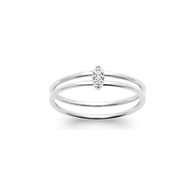 Bague en argent rhodié et oxyde de zirconium
