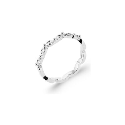Bague en argent rhodié et oxyde de zirconium