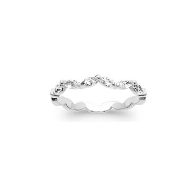 Bague en argent rhodié et oxyde de zirconium