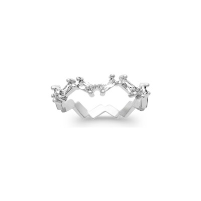 Bague en argent rhodié et oxyde de zirconium