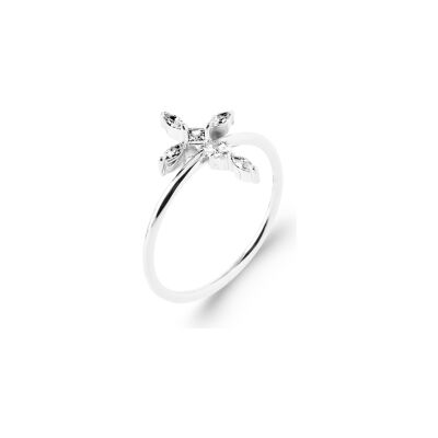 Bague en argent rhodié et oxyde de zirconium