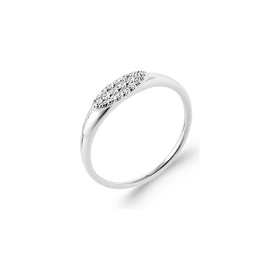 Bague en argent rhodié et oxyde de zirconium