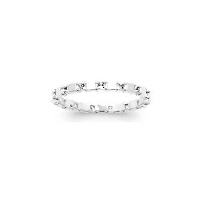 Bague en argent rhodié et oxyde de zirconium