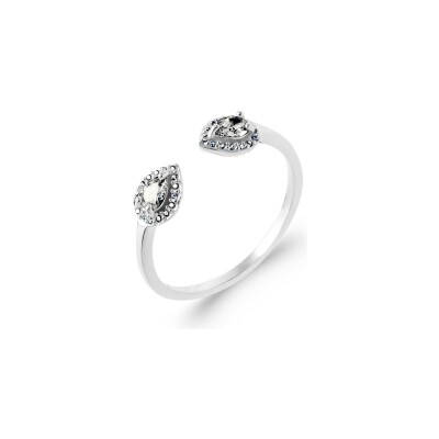 Bague en argent rhodié et oxyde de zirconium