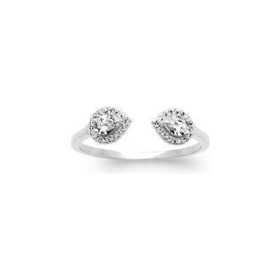 Bague en argent rhodié et oxyde de zirconium