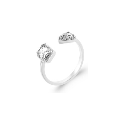Bague en argent rhodié et oxyde de zirconium