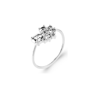 Bague en argent rhodié et oxyde de zirconium